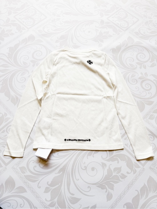 Chrome Hearts Tops - Chrome Hearts White Tee with Black Embroidered Crest
